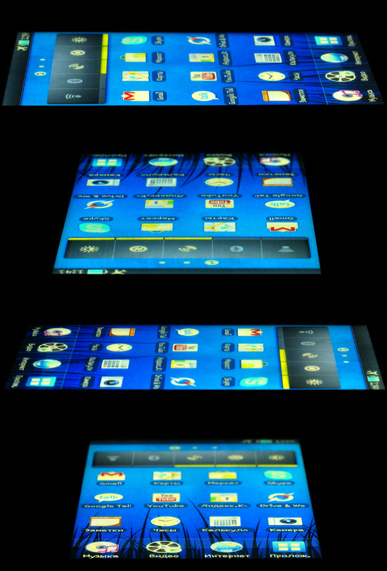 Samsung Galaxy S Wi-Fi 5.0, углы обзора