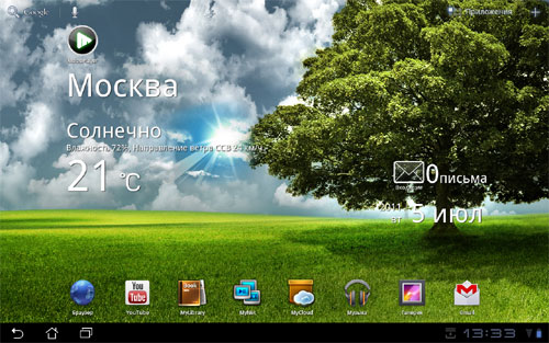 Планшет Asus Eee Pad Transformer работает на базе ОС Android 3.1