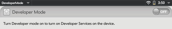 Включение Developer Mode на планшете HP TouchPad